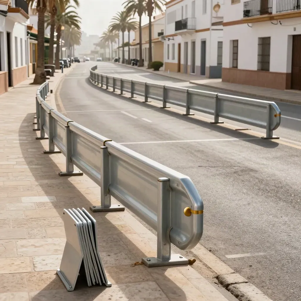 Circuito de carnaval listo en Huelva, con vallas, cubre-cables y curvas señalizadas.
